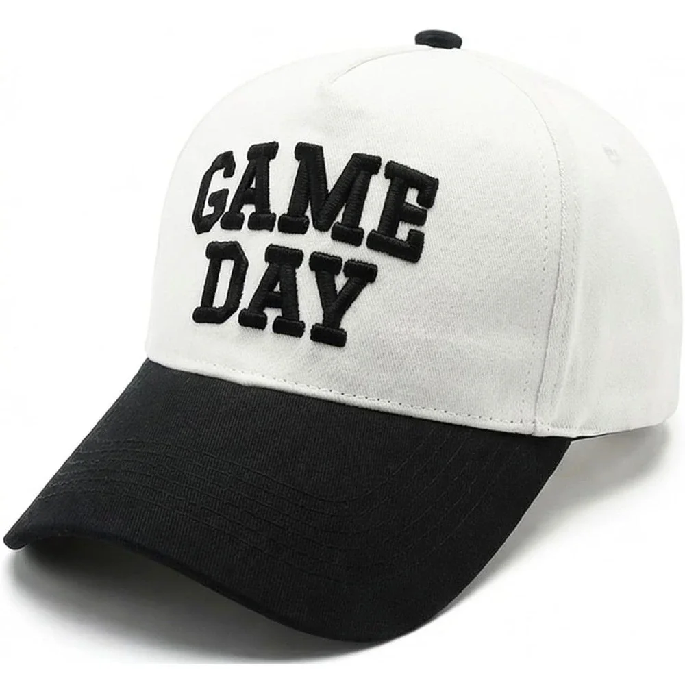 NWT Game Day Two-Tone Baseball Cap Black White Embroidered Sports Hat OS